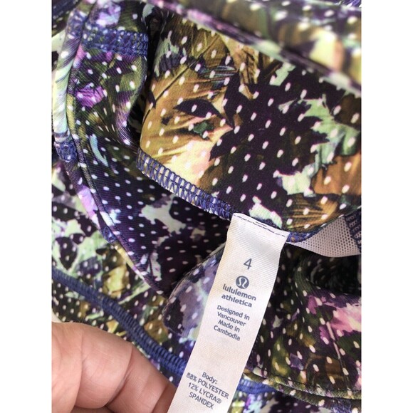 Lululemon Define Jacket Womens 4 Floral Full Zip Thumb Holes Purple Green - Picture 4 of 10